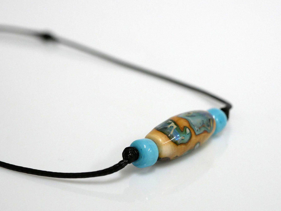 Kette sportlich türkis - elfenbein